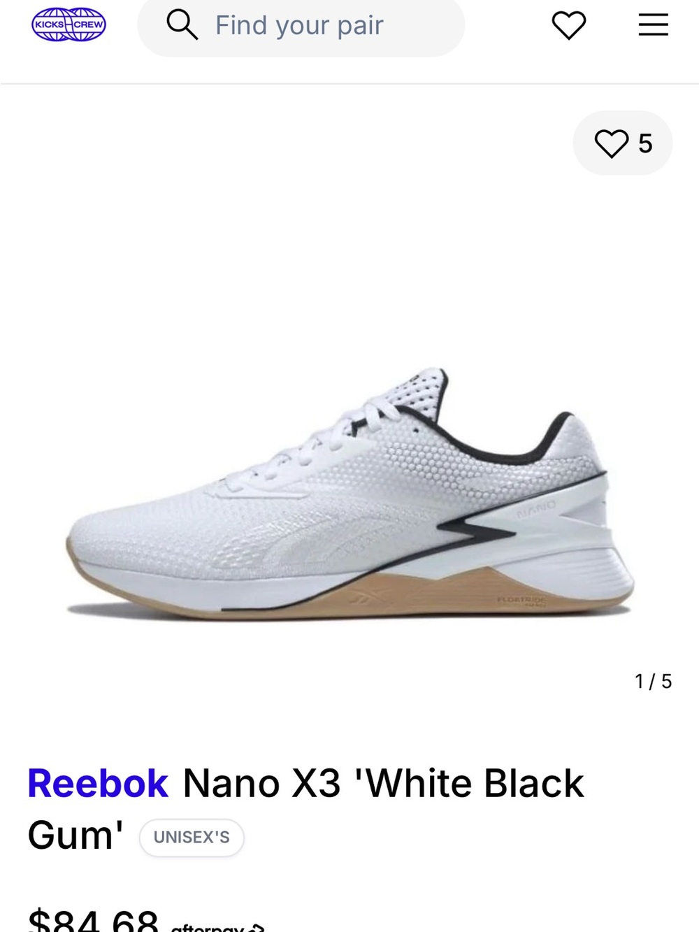 Reebok White and Black Men's Athletic Trainer with Gum Outsole